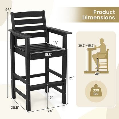 HDPE Adirondack Bar Chairs Set of 2 with Wide Armrests