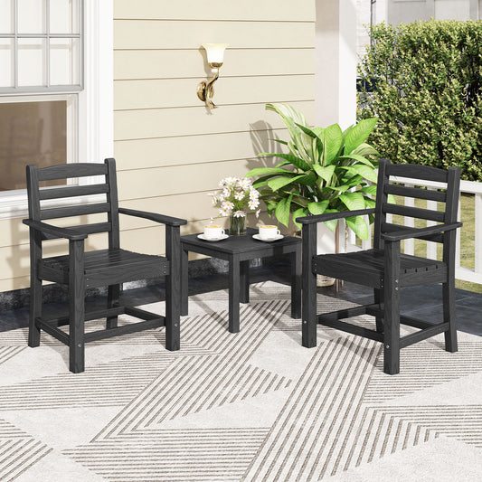 HDPE Patio Dining Chairs Set of 2 with Wide Armrests