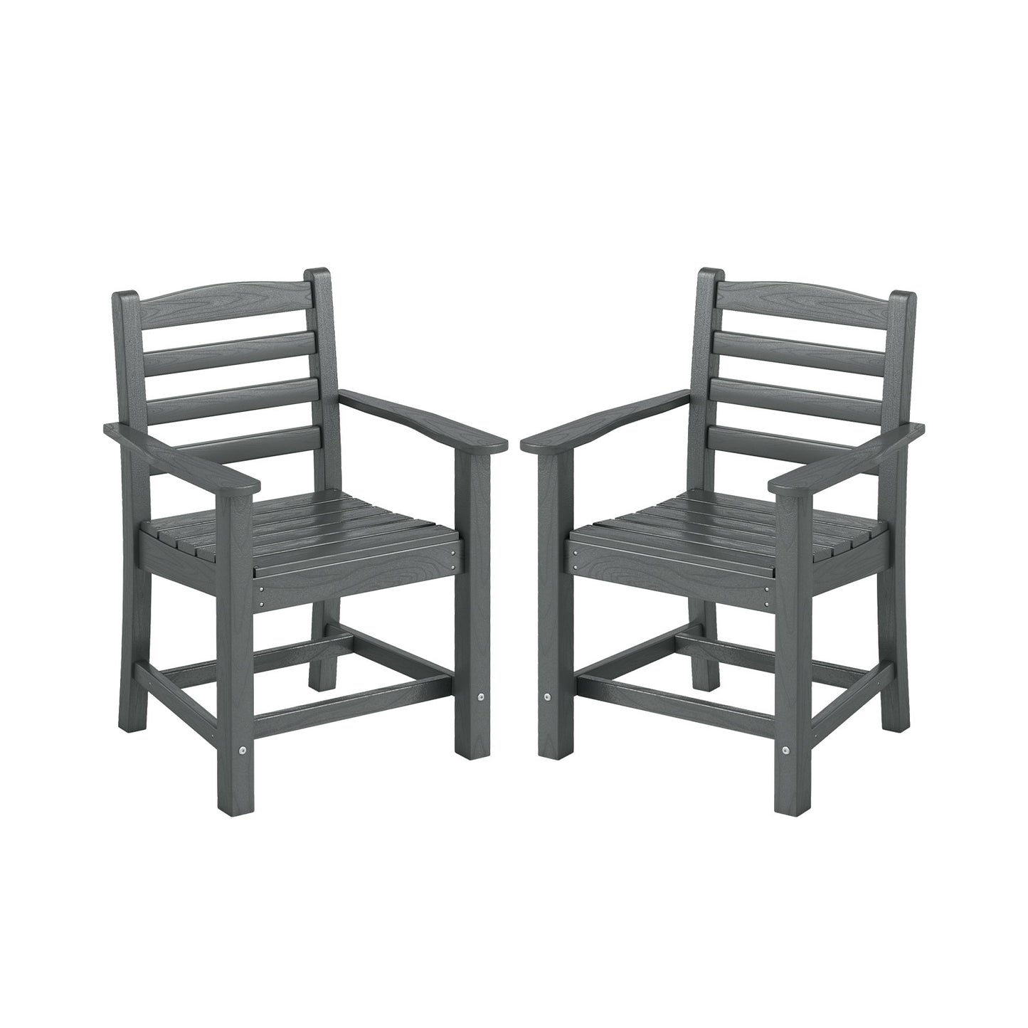 HDPE Patio Dining Chairs Set of 2 with Wide Armrests