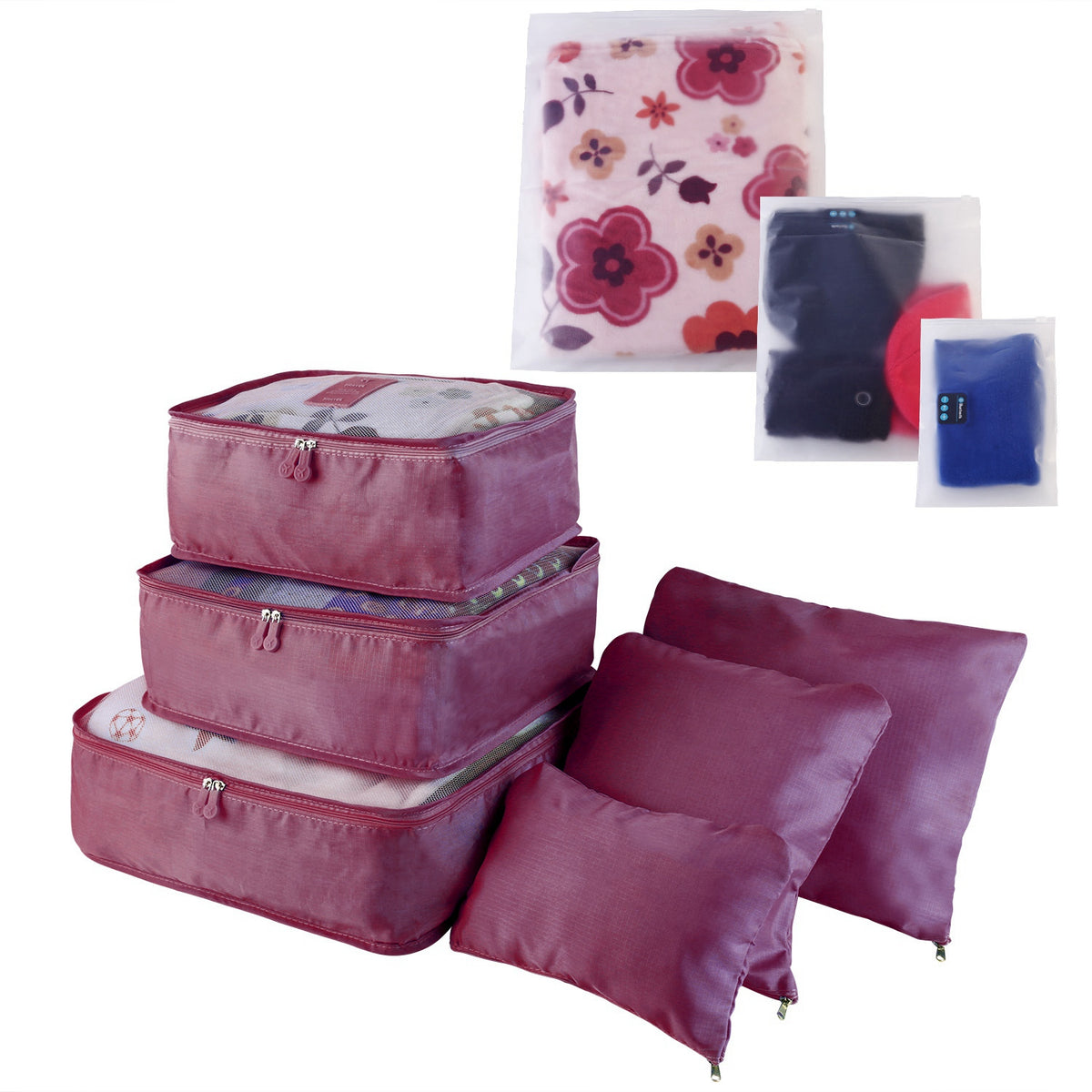 HG_9PcsClothesStorageBag(Burgundy)_GPCT1234