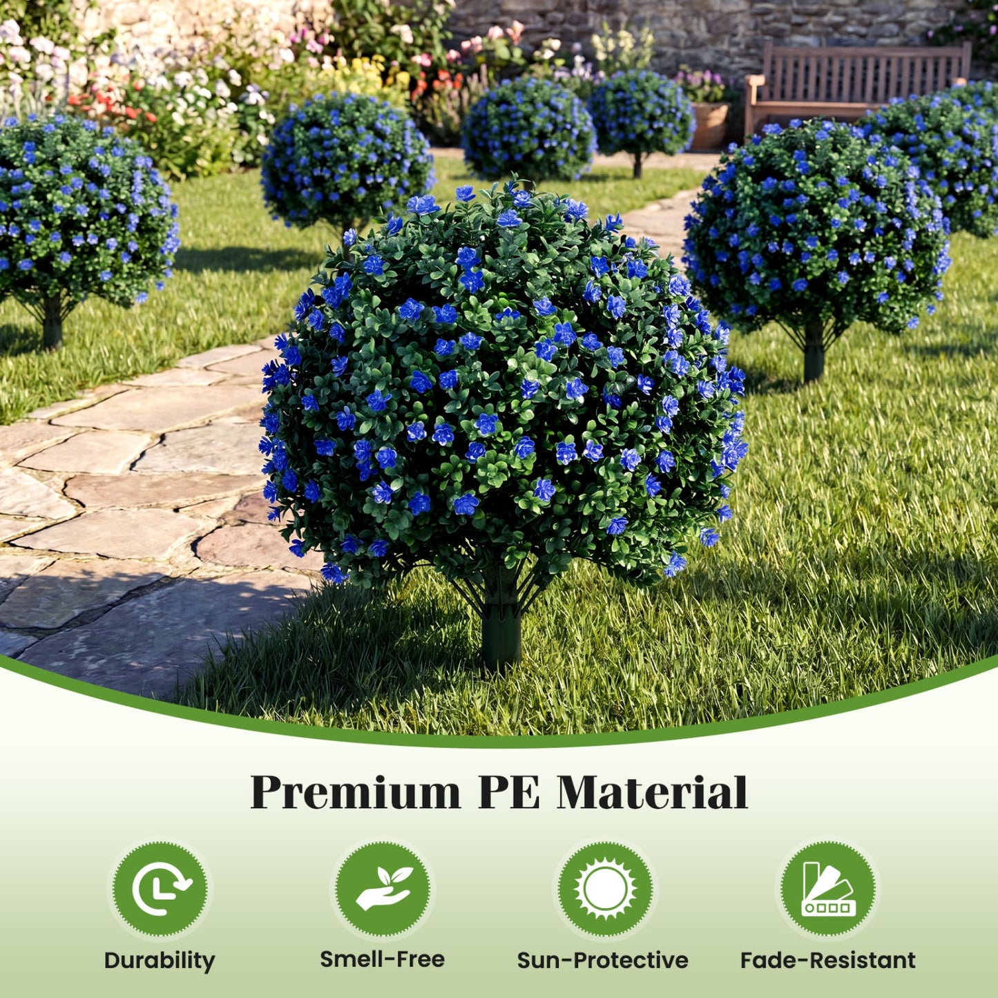 2 Pack Artificial Camellia Boxwood Topiary Ball Trees 27.5 Inches Faux Floral Shrubs