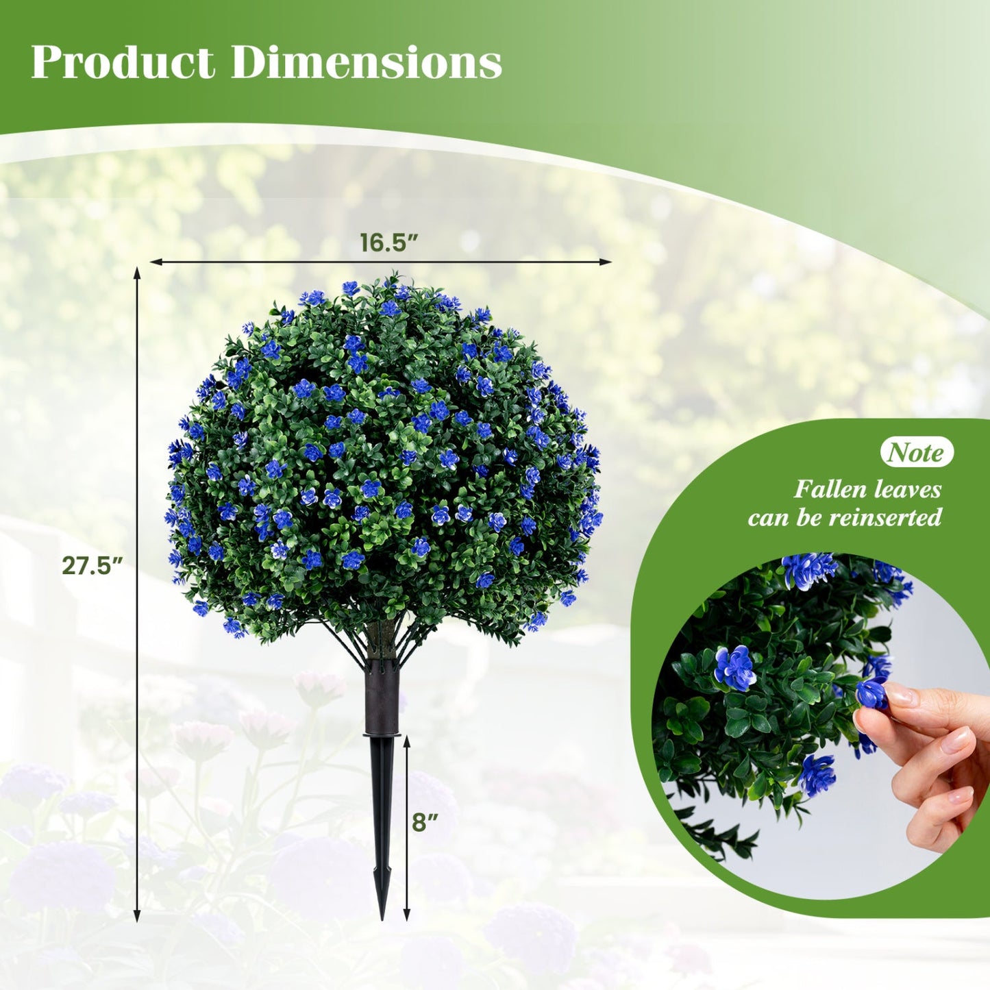 2 Pack Artificial Camellia Boxwood Topiary Ball Trees 27.5 Inches Faux Floral Shrubs