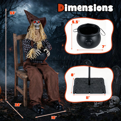 Halloween Animatronic Sitting Scarecrow with Candy Bowl