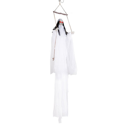Hanging Ghost Girl Prop with Light-Up Eyes and Sound Effects