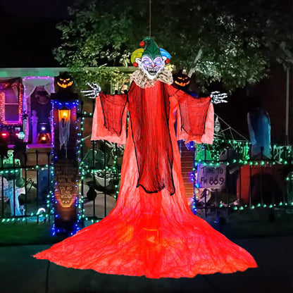 Halloween Hanging Clown with Wings and Lighted Colorful Eyes