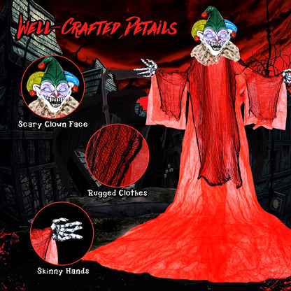 Halloween Hanging Clown with Wings and Lighted Colorful Eyes