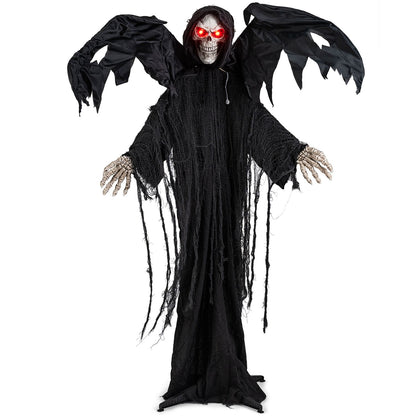 Halloween Standing Grim Reaper with Red Eyes and Shaking Head