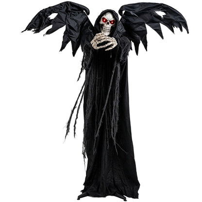 Halloween Standing Grim Reaper with Red Eyes and Shaking Head