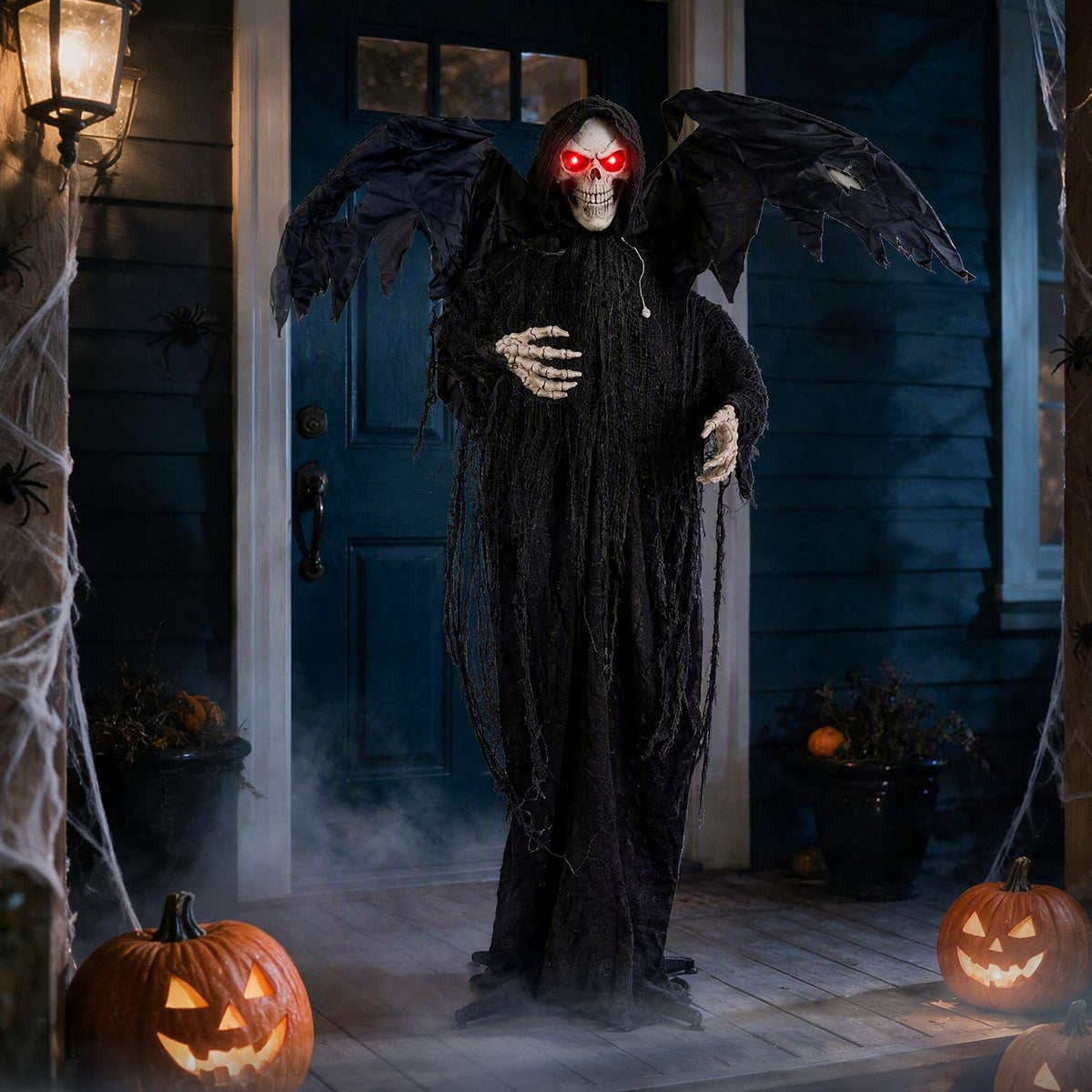 Halloween Standing Grim Reaper with Red Eyes and Shaking Head