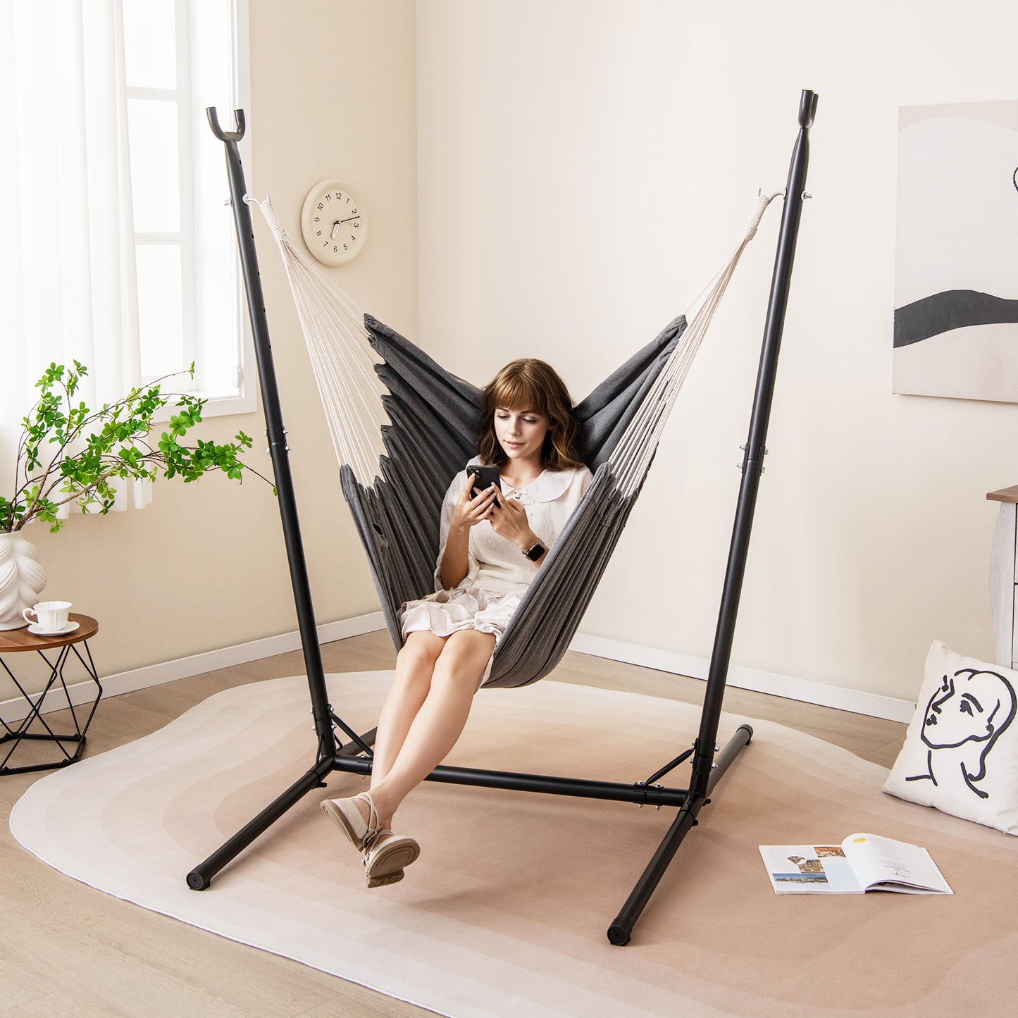 Hammock Chair with Stand 6-Position Adjustable Height