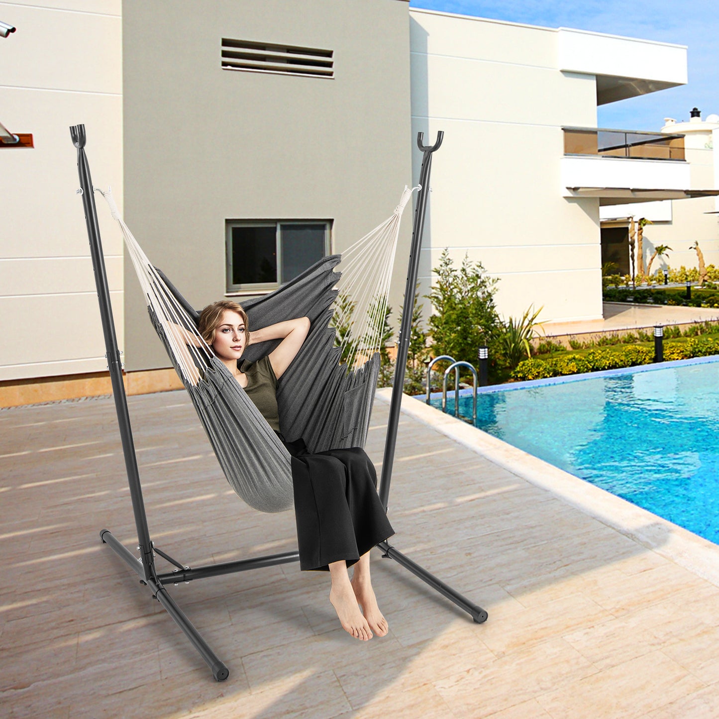 Hammock Chair with Stand 6-Position Adjustable Height