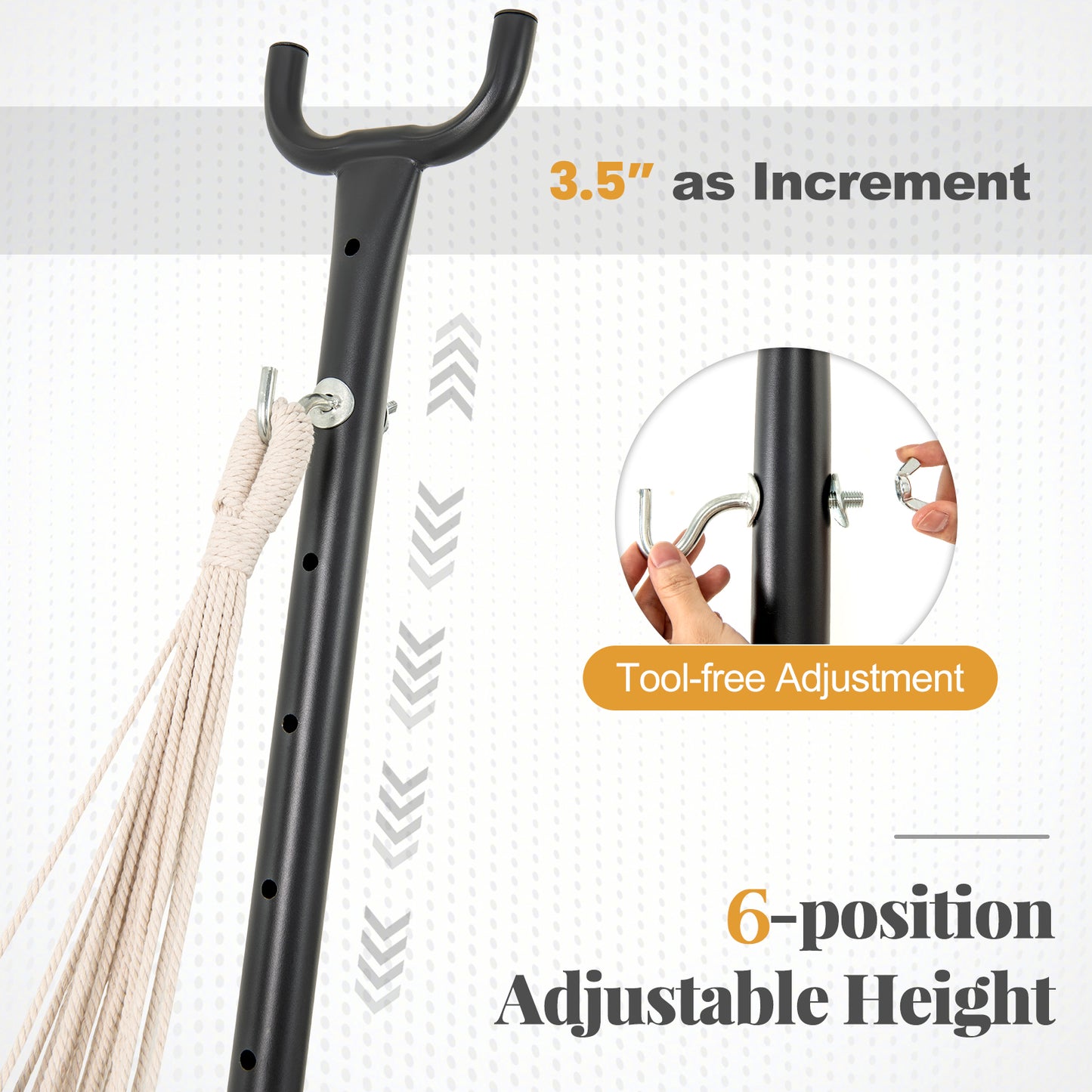 Hammock Chair with Stand 6-Position Adjustable Height