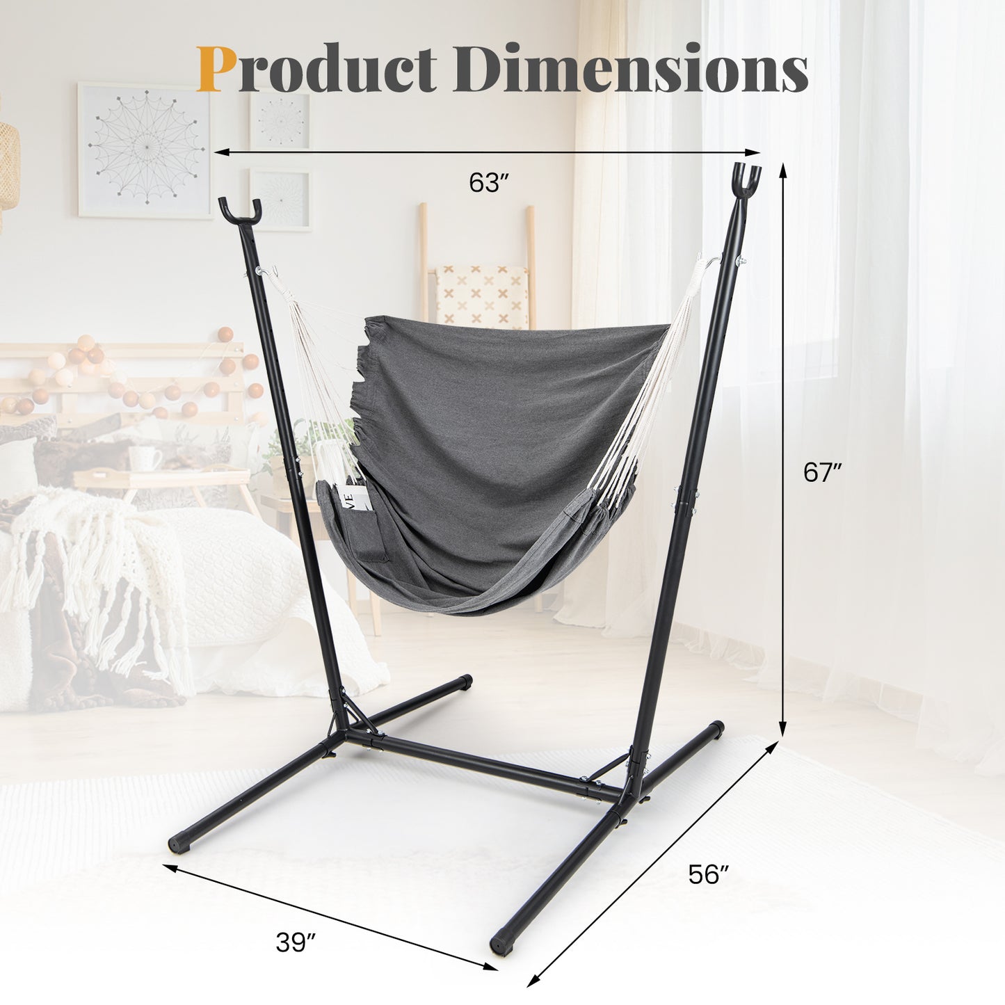Hammock Chair with Stand 6-Position Adjustable Height