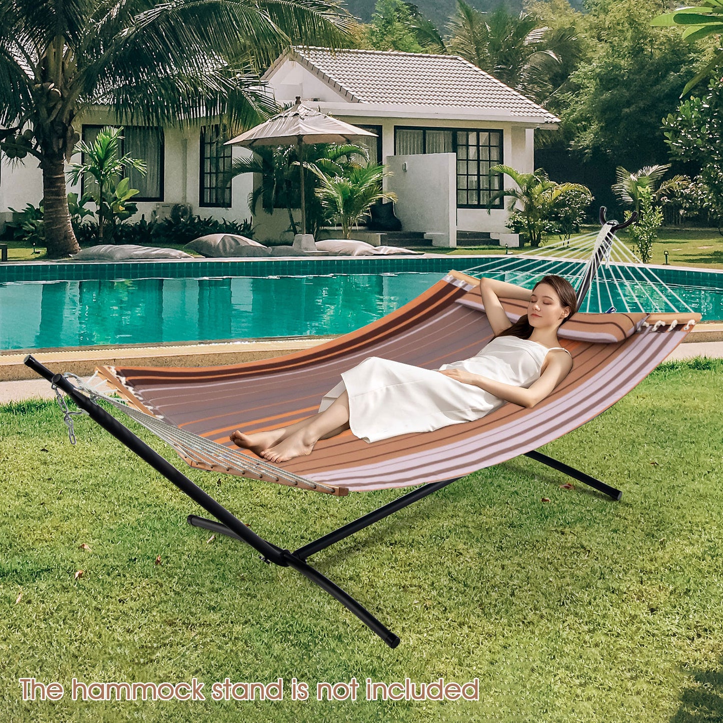 Portable Hammock with Detachable Pillow and Spreader Bars