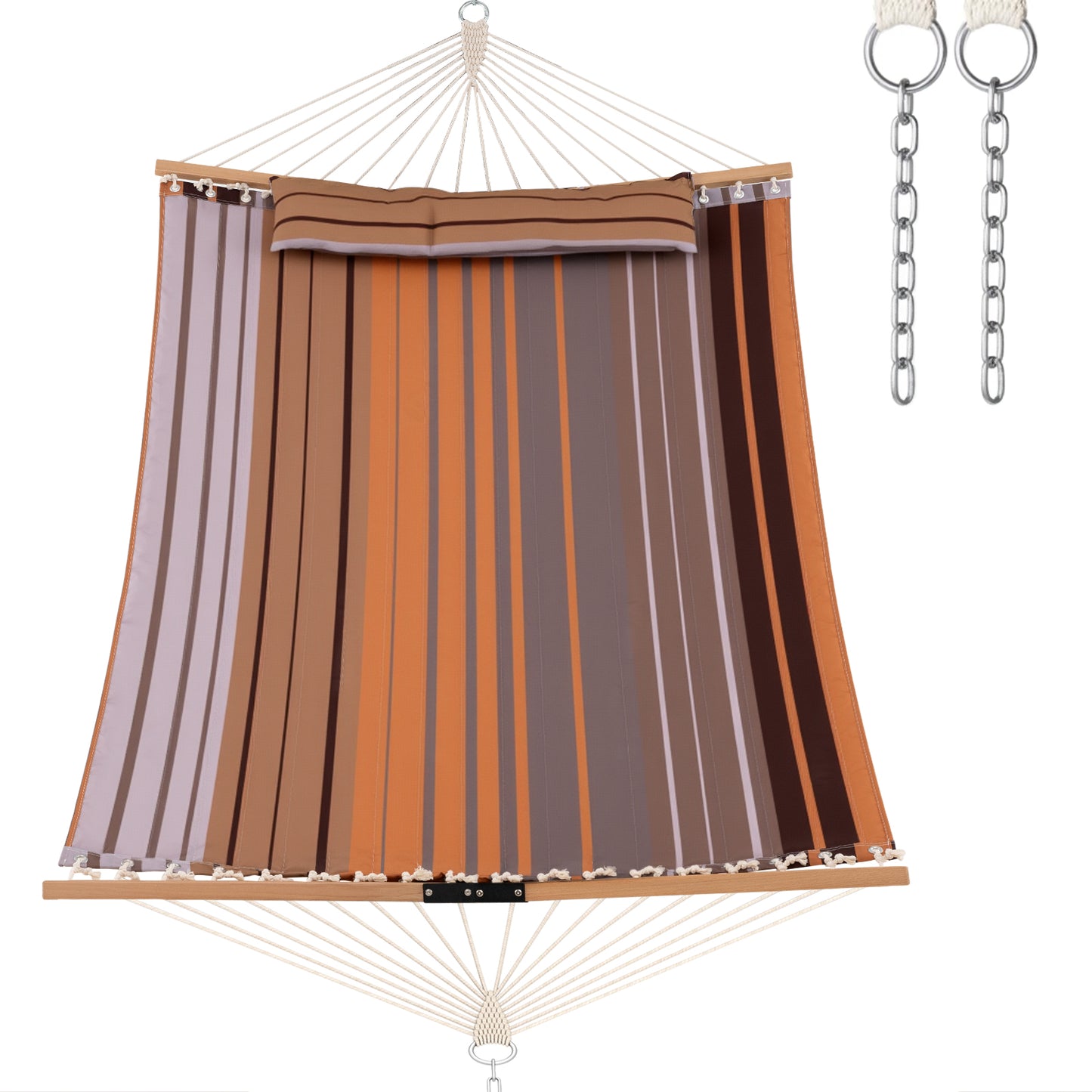 Portable Hammock with Detachable Pillow and Spreader Bars