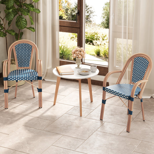 PE Wicker Bistro Dining Chairs Set of 2 - French Style
