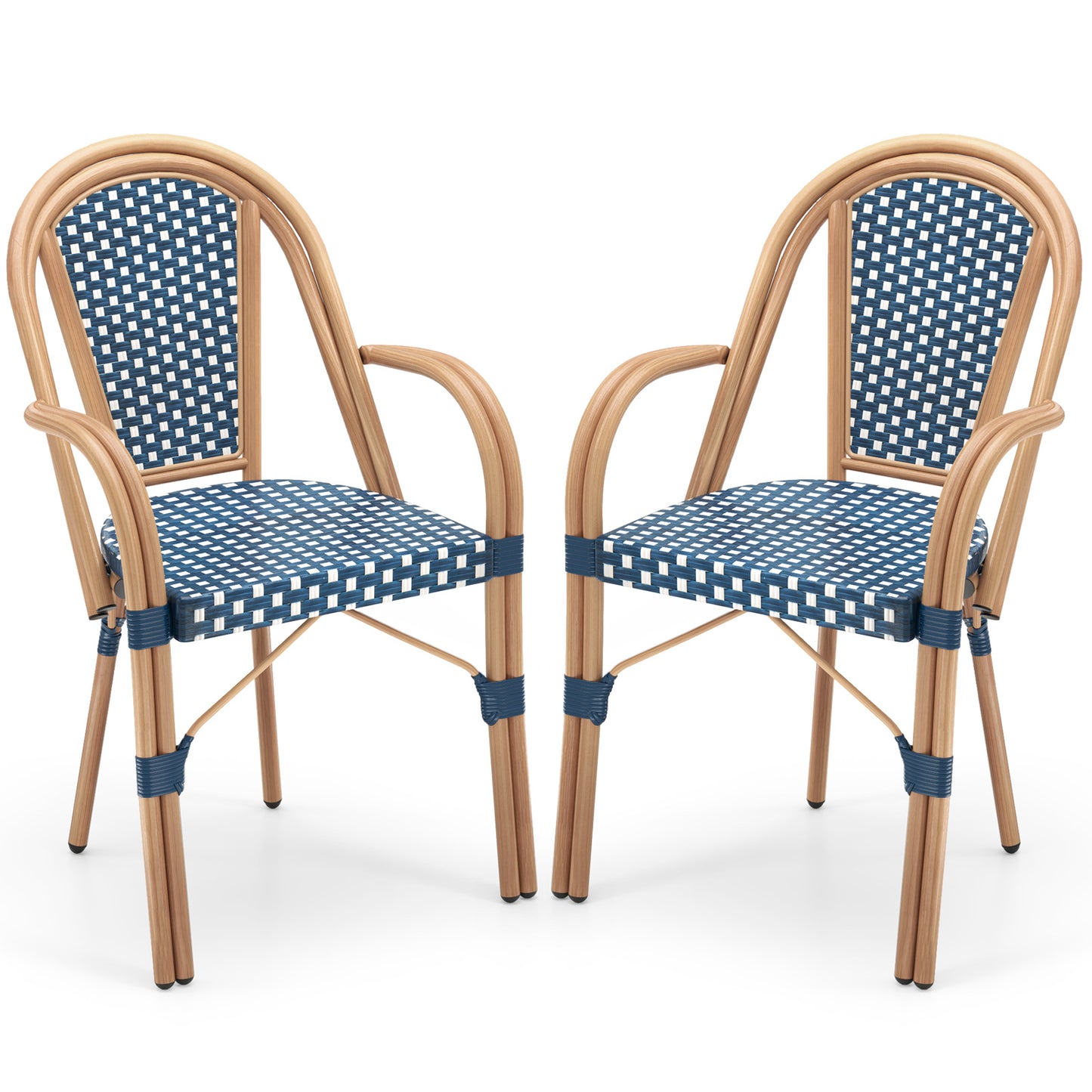 PE Wicker Bistro Dining Chairs Set of 2 - French Style