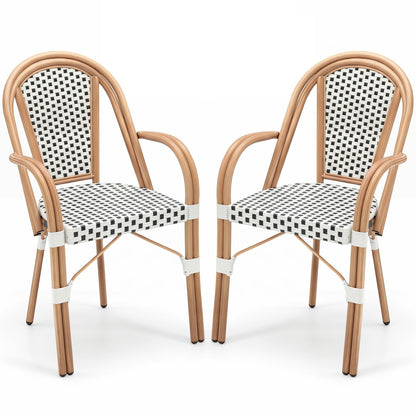 PE Wicker Bistro Dining Chairs Set of 2 - French Style