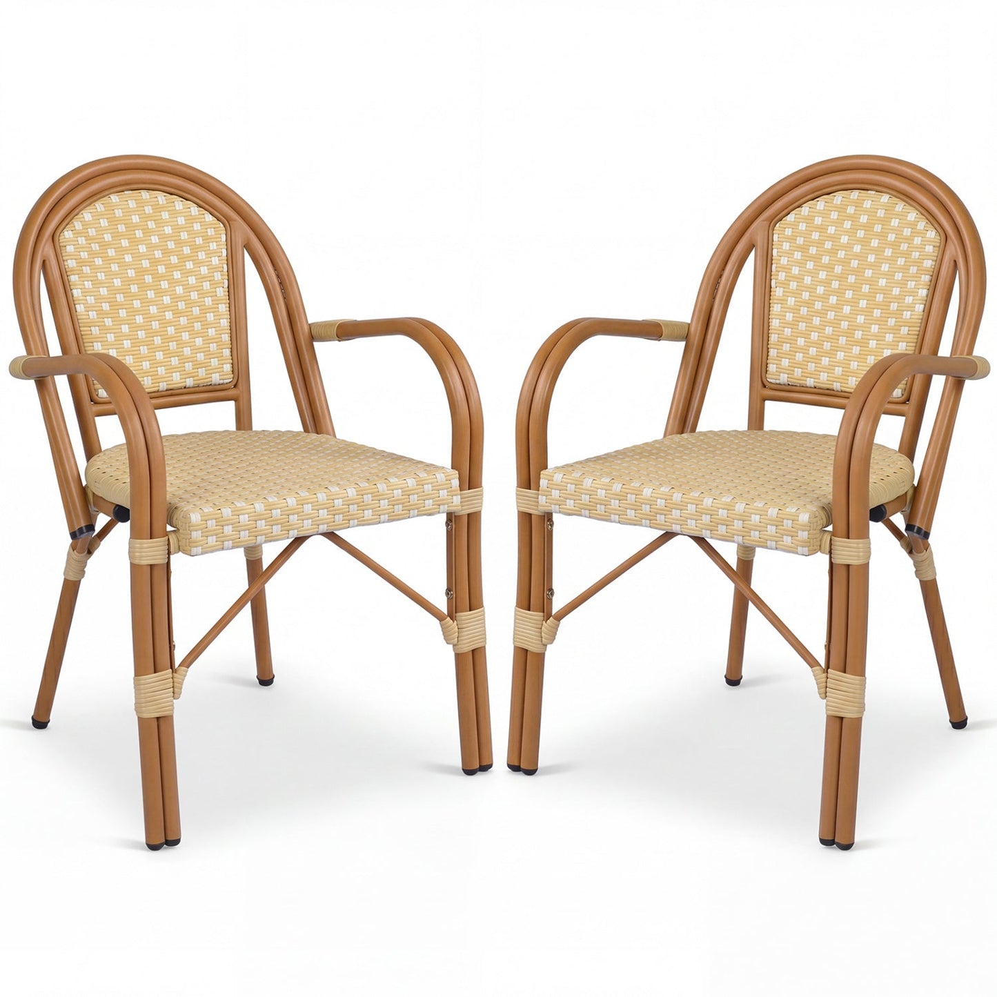 PE Wicker Bistro Dining Chairs Set of 2 - Yellow