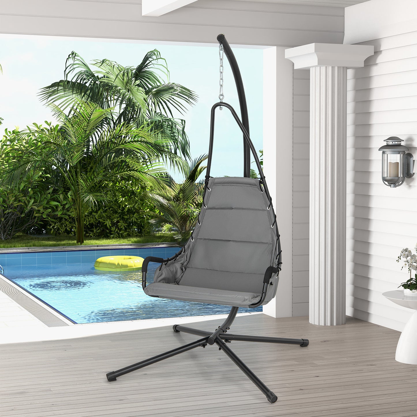 Hanging Swing Chair with Stand and Extra Large Padded Seat