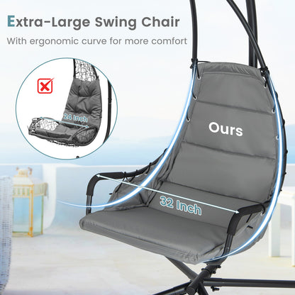 Hanging Swing Chair with Stand and Extra Large Padded Seat