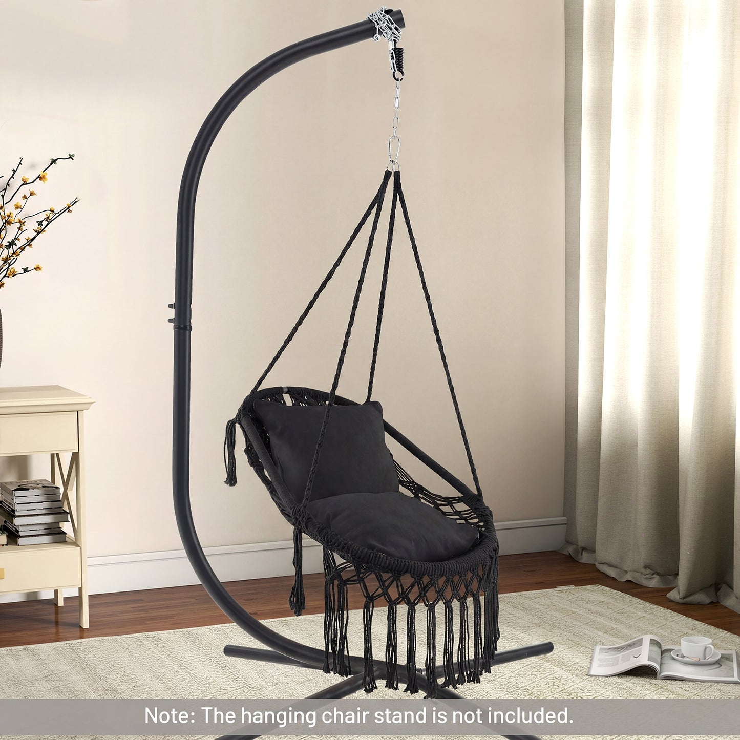Hanging Hammock Chair with Cushions and Rope Chain