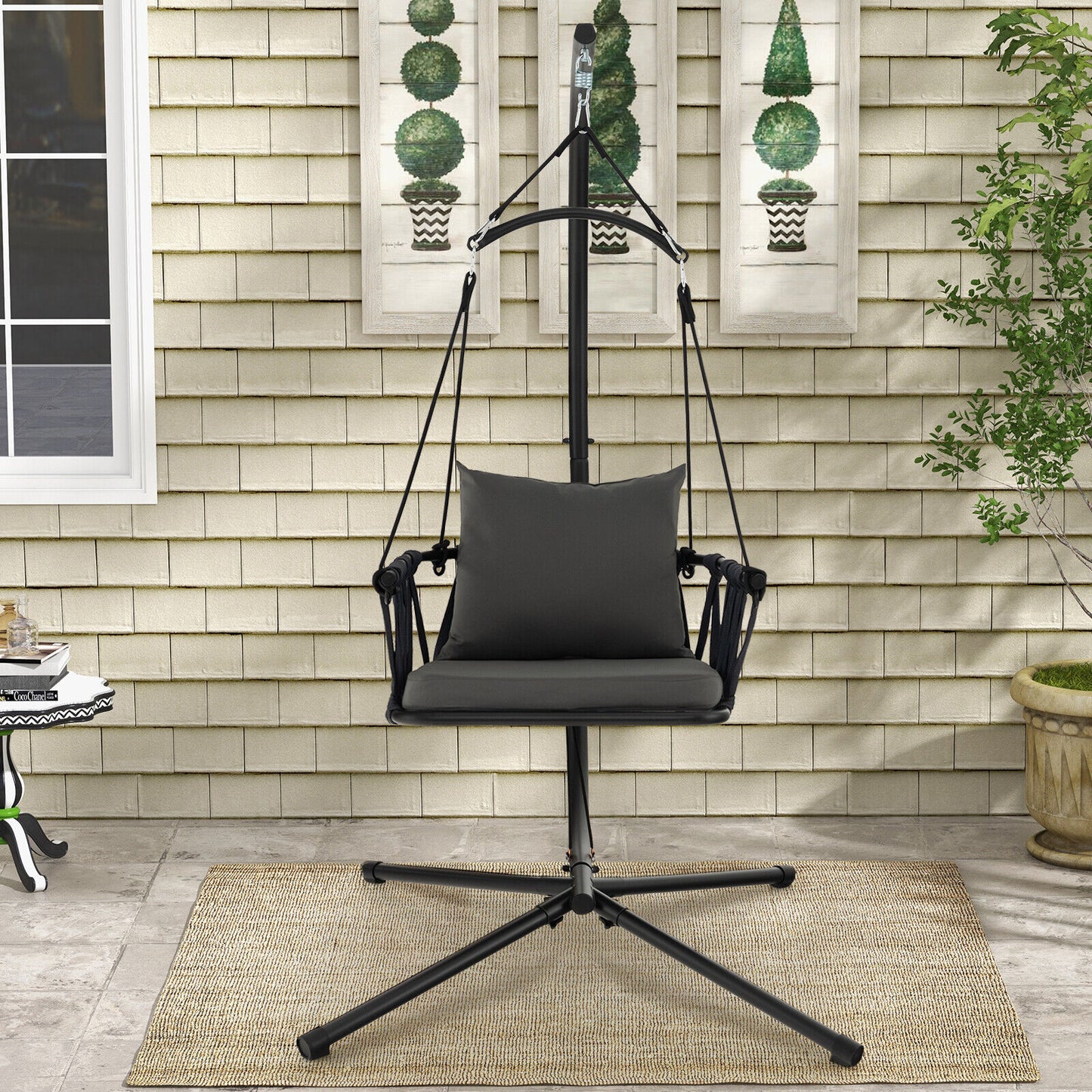 Hanging Swing Chair with Stand - Gray