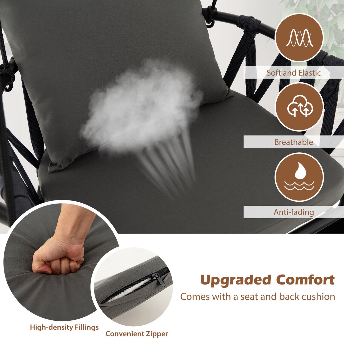 Hanging Swing Chair with Stand - Gray