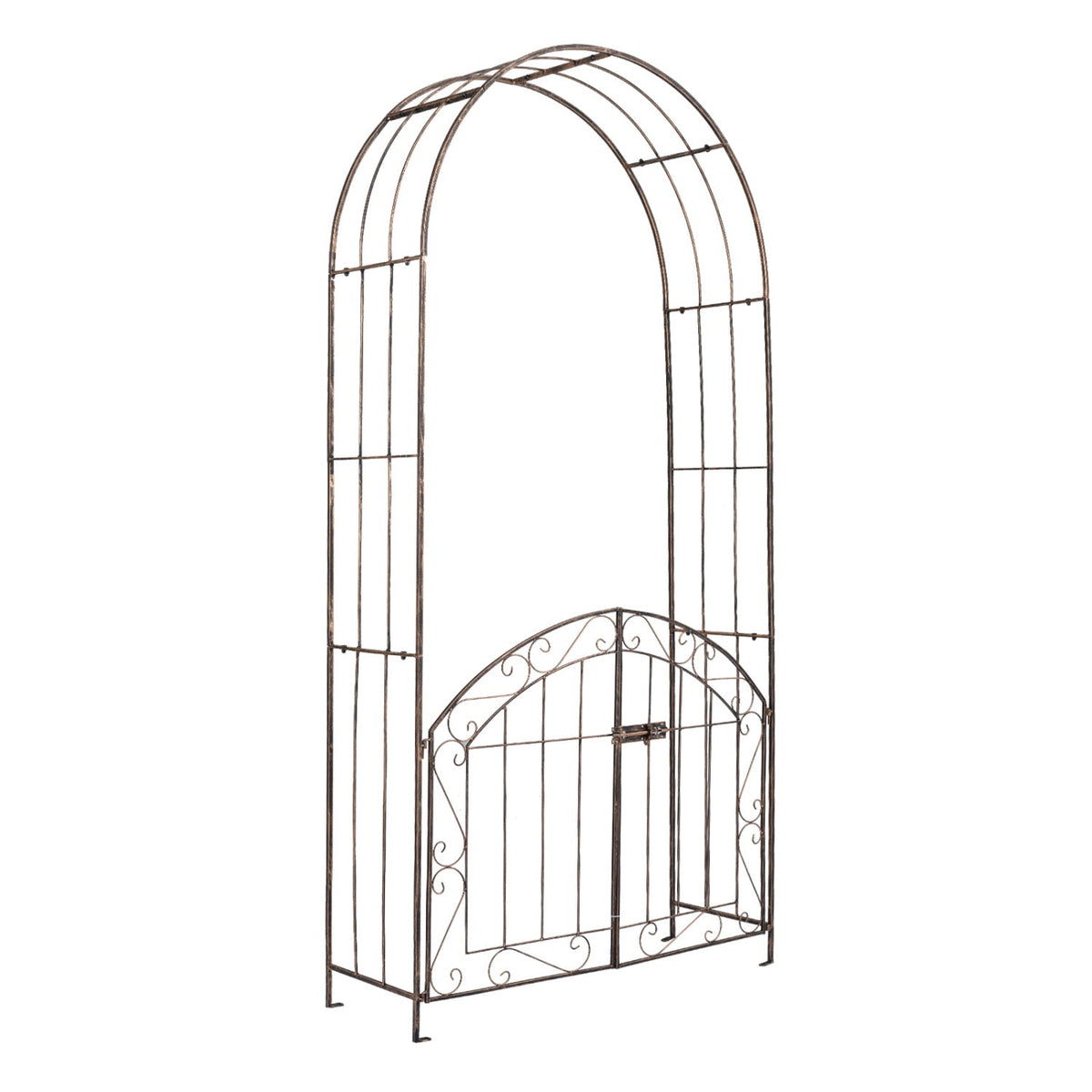 Metal Garden Arch with Gate and Safety Latch - 79" H