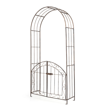 Metal Garden Arch with Gate and Safety Latch - 79" H