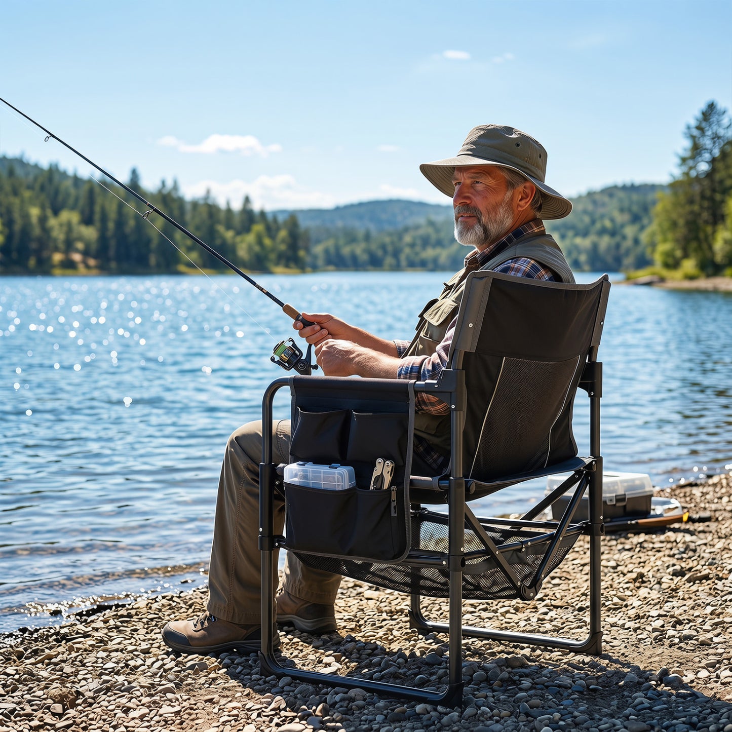 Camping Chair Heavy Duty with Cup Holder and Bottle Opener