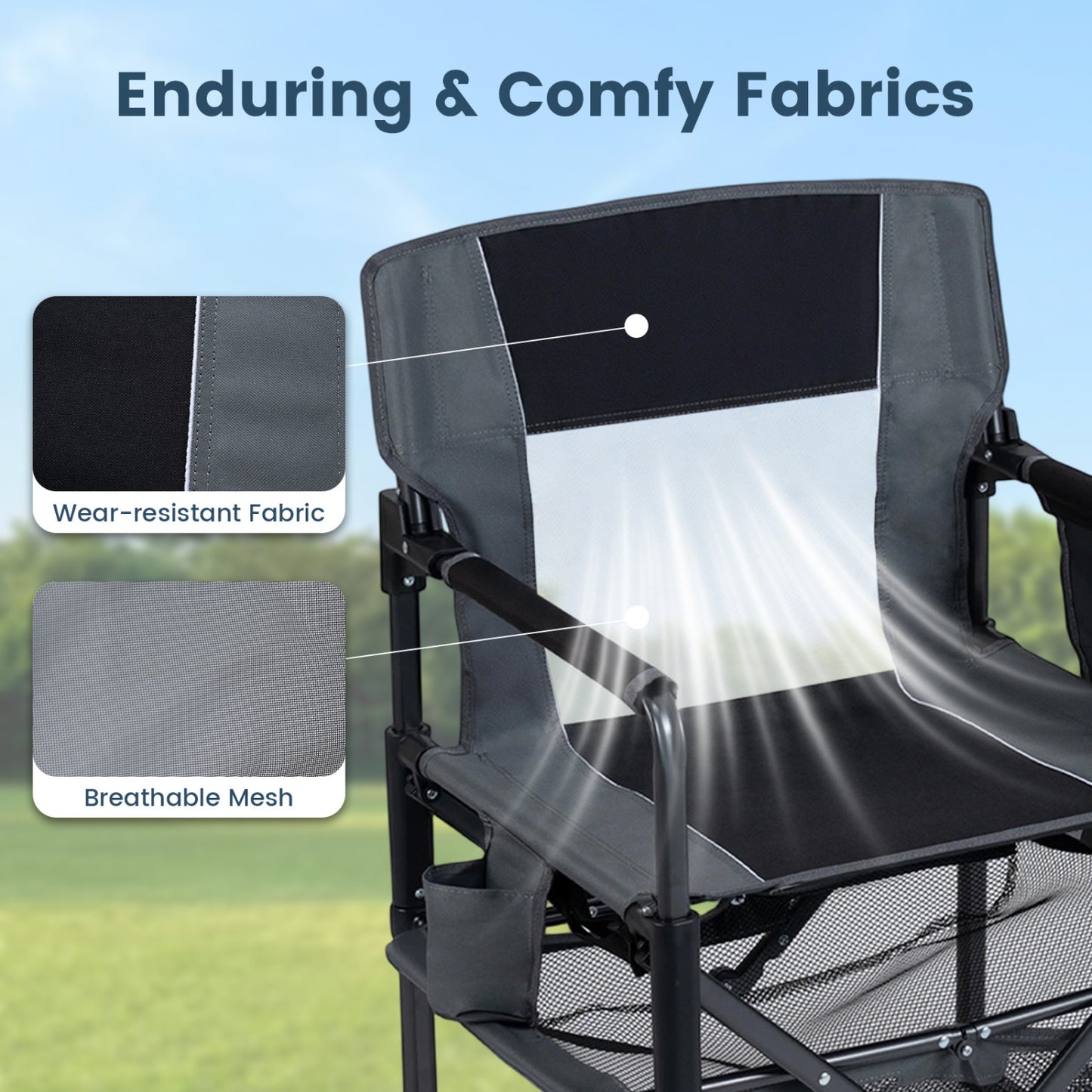 Camping Chair Heavy Duty with Cup Holder and Bottle Opener