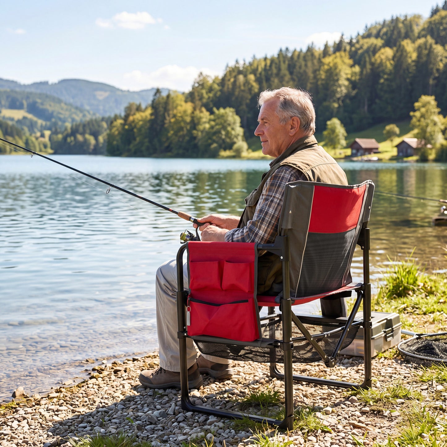 Camping Chair Heavy Duty with Cup Holder and Side Pocket