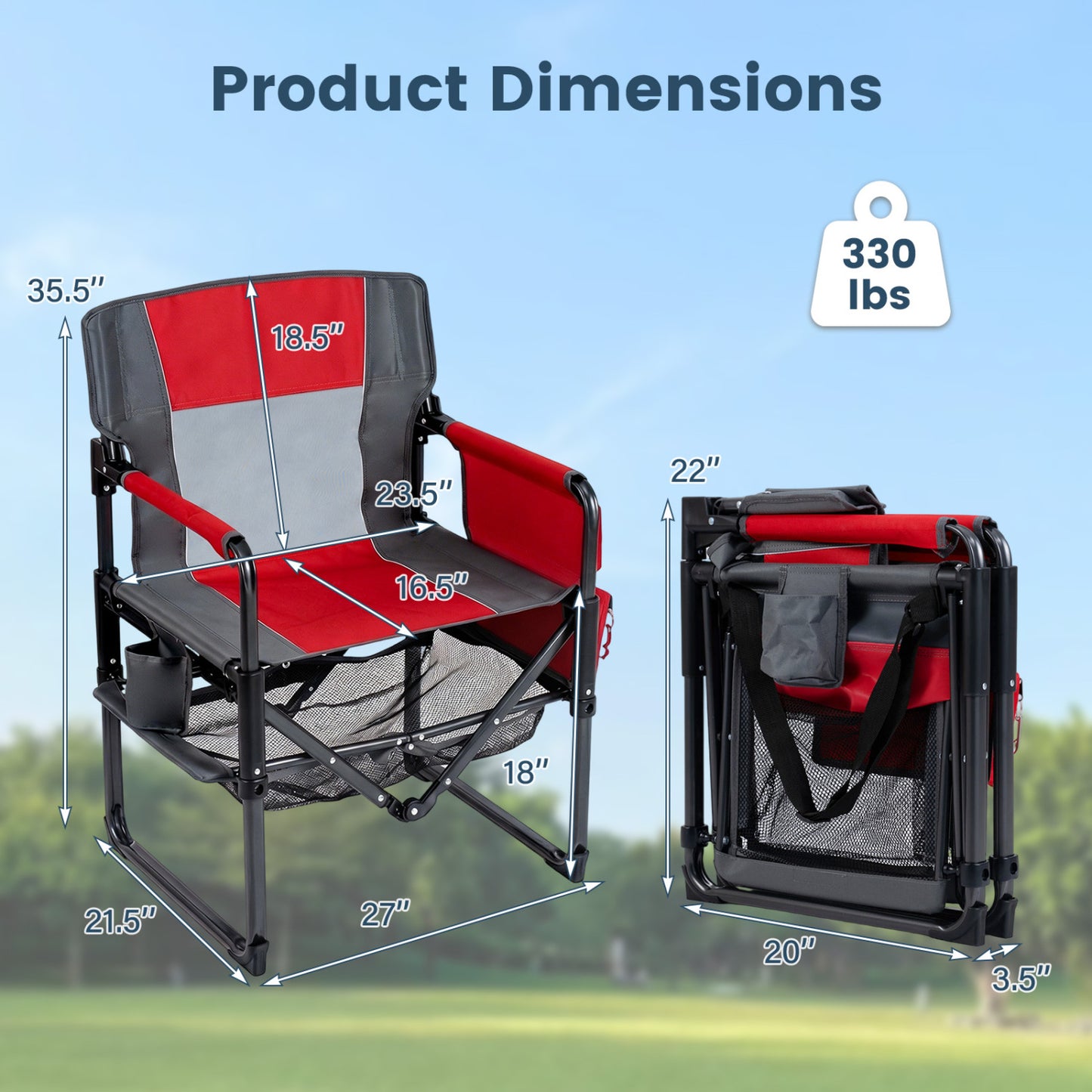 Camping Chair Heavy Duty with Cup Holder and Side Pocket