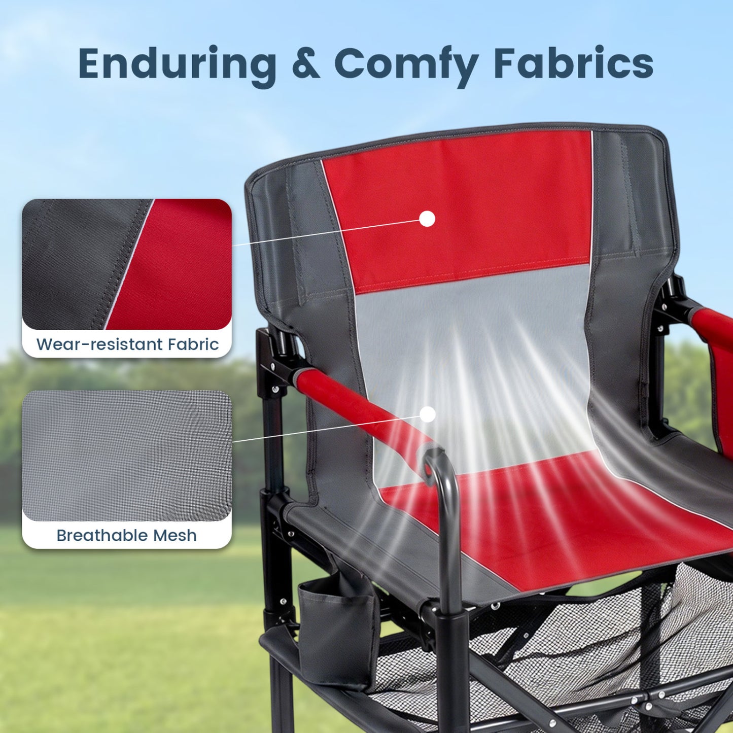 Camping Chair Heavy Duty with Cup Holder and Side Pocket