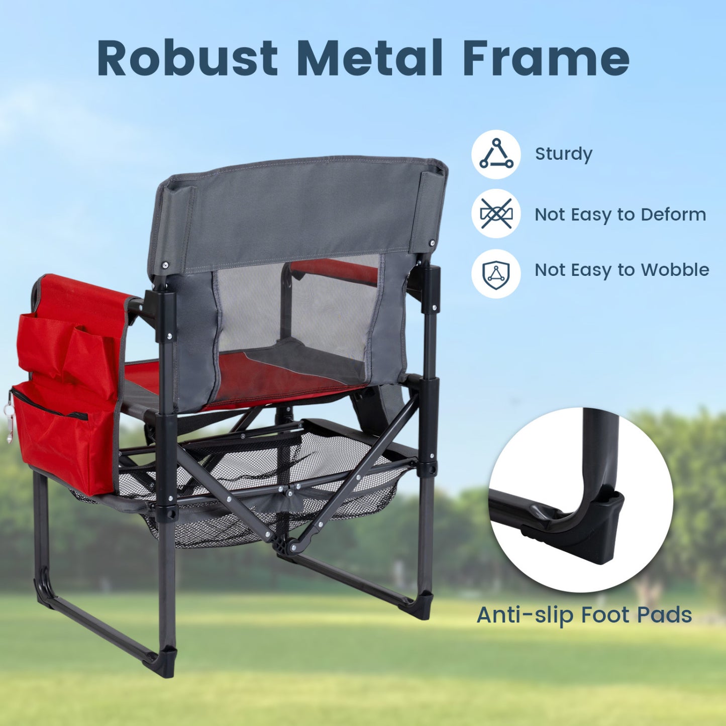 Camping Chair Heavy Duty with Cup Holder and Side Pocket
