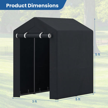 Portable Storage Shed with Roll-Up Zipper Door