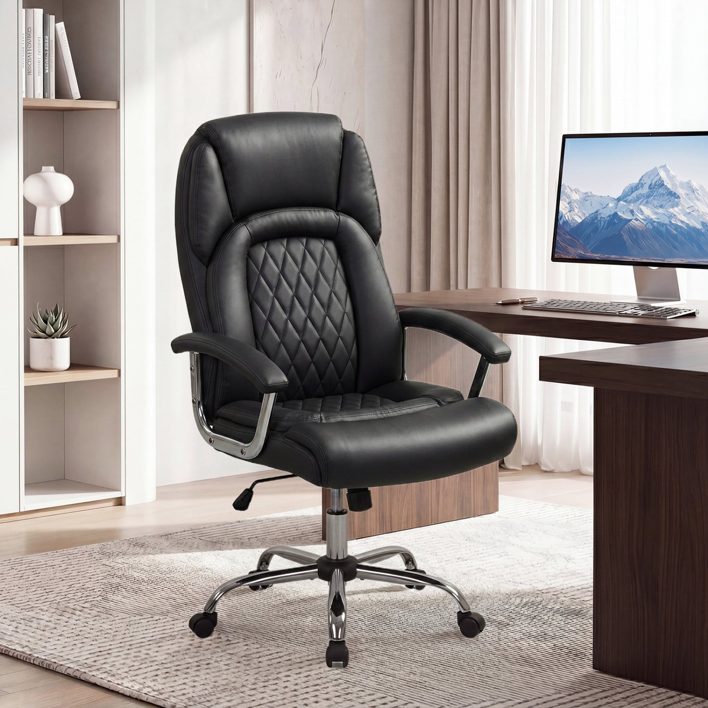Big and Tall Office Chair with Lumbar Support & Metal Base