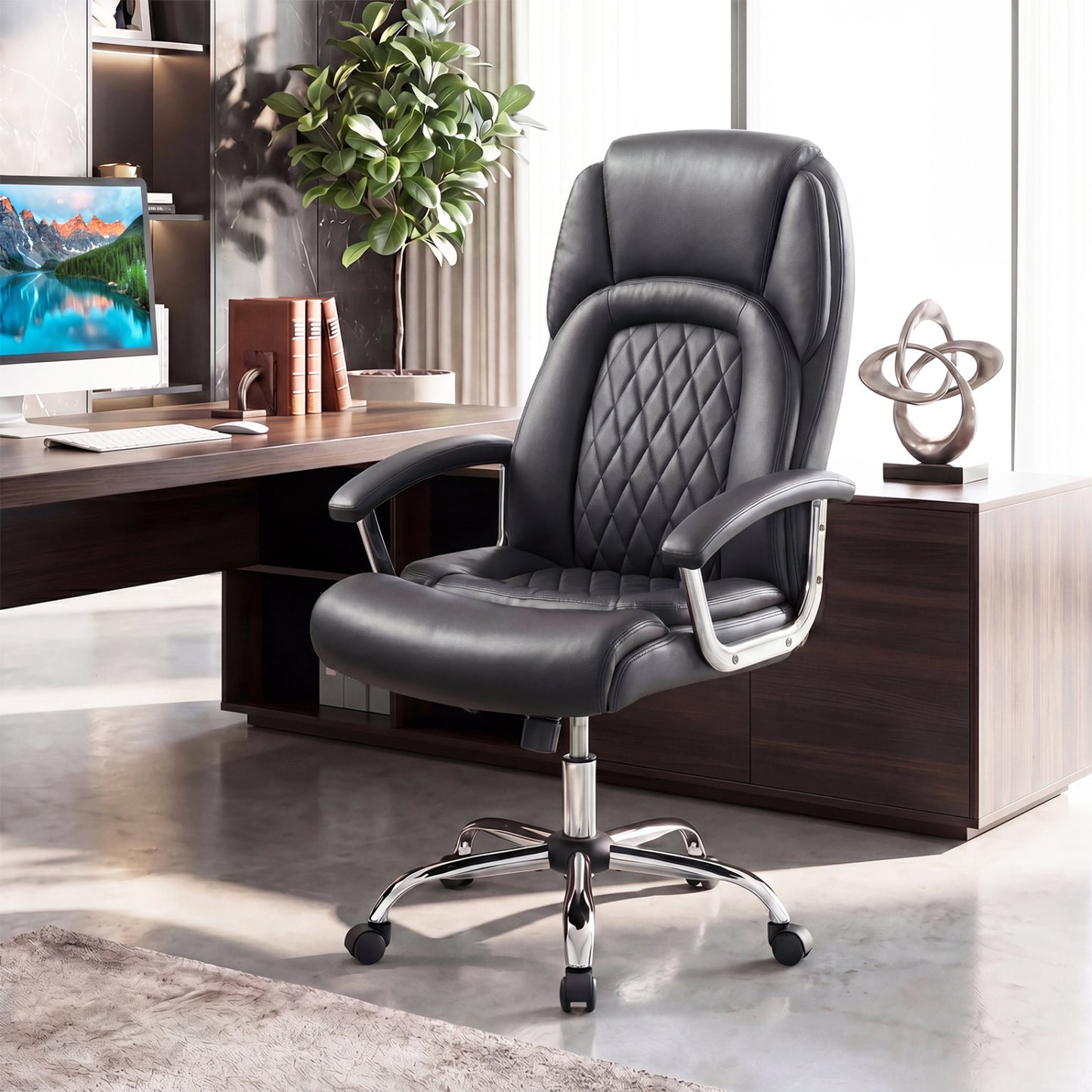 Big and Tall Office Chair with Lumbar Support & Metal Base
