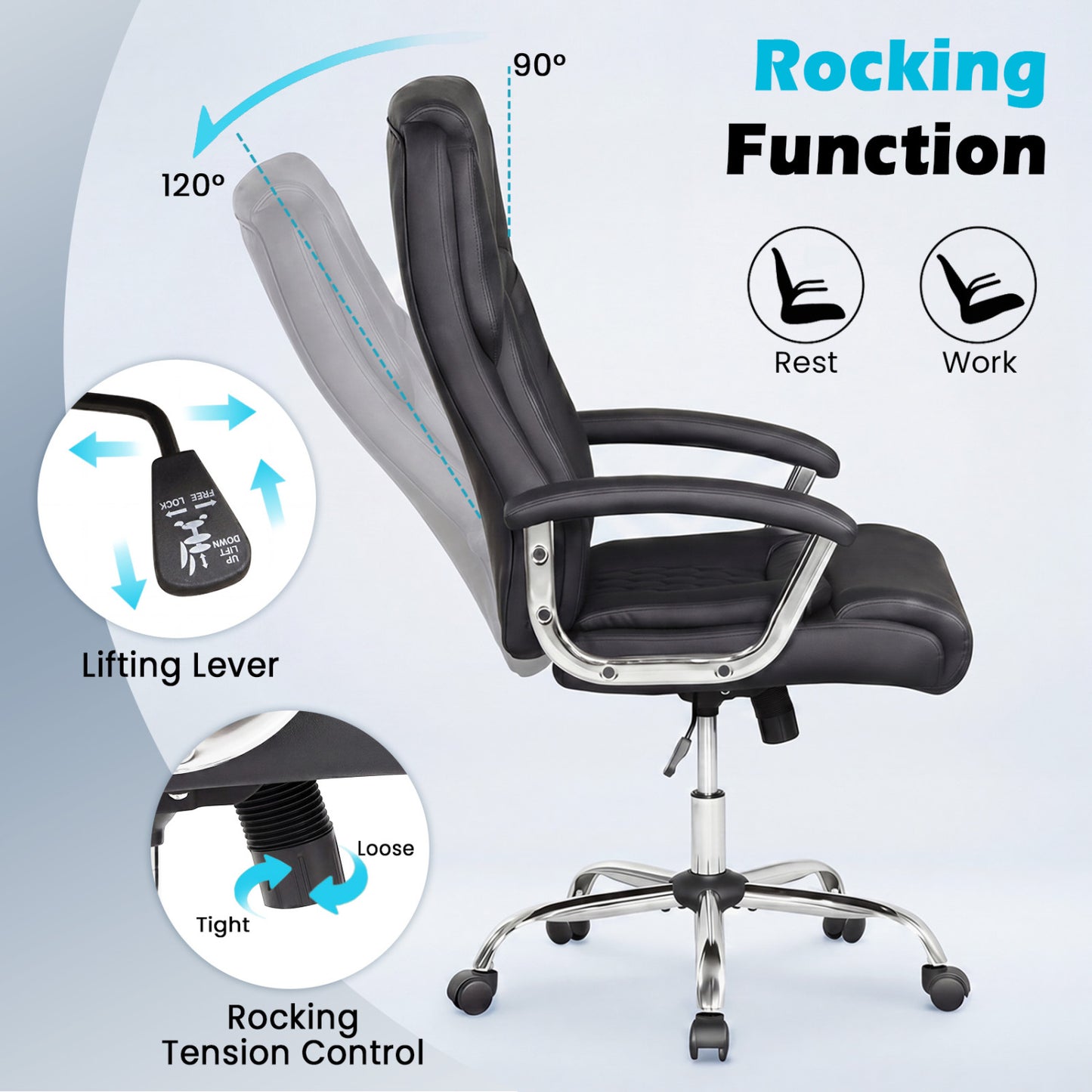 Big and Tall Office Chair with Lumbar Support & Metal Base
