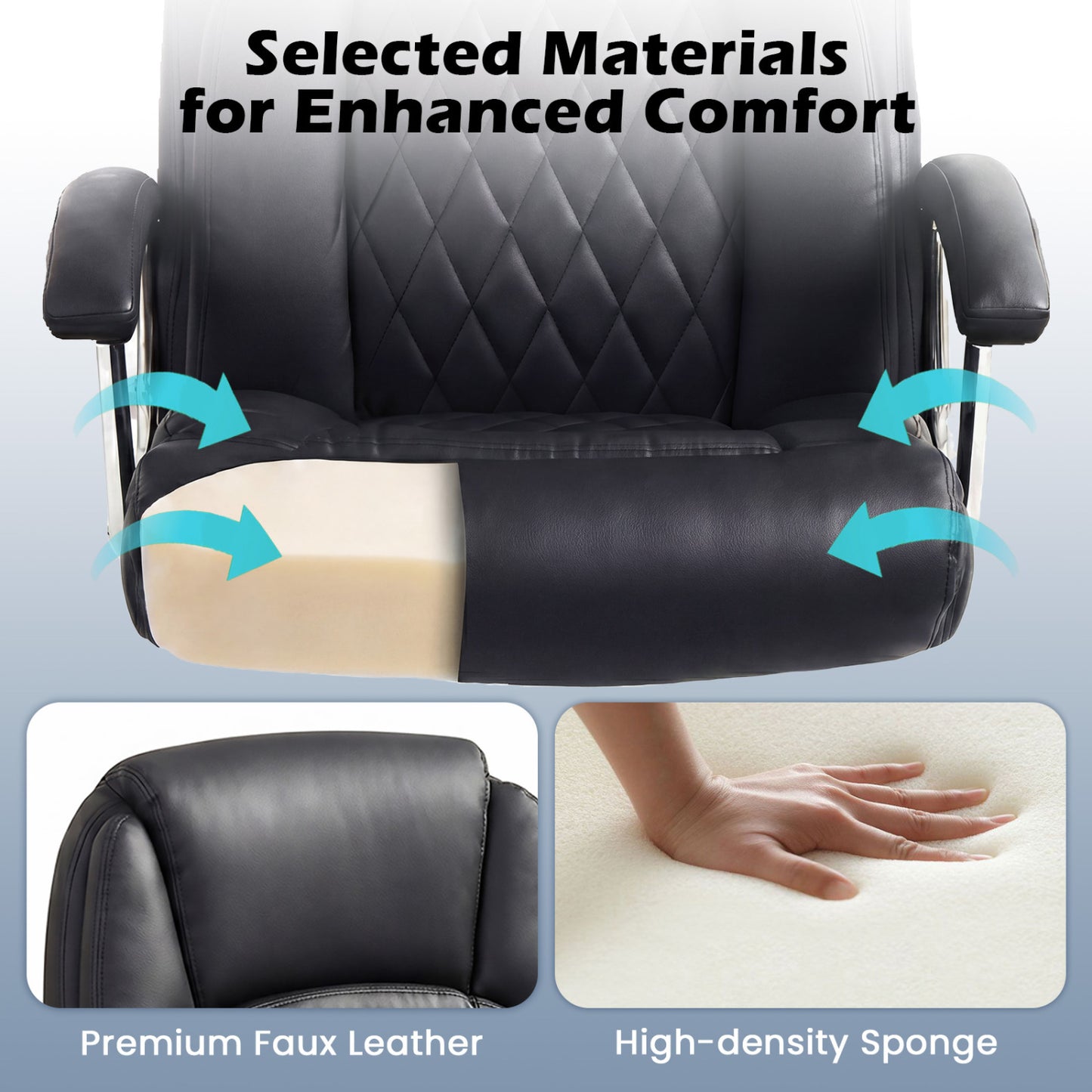 Big and Tall Office Chair with Lumbar Support & Metal Base