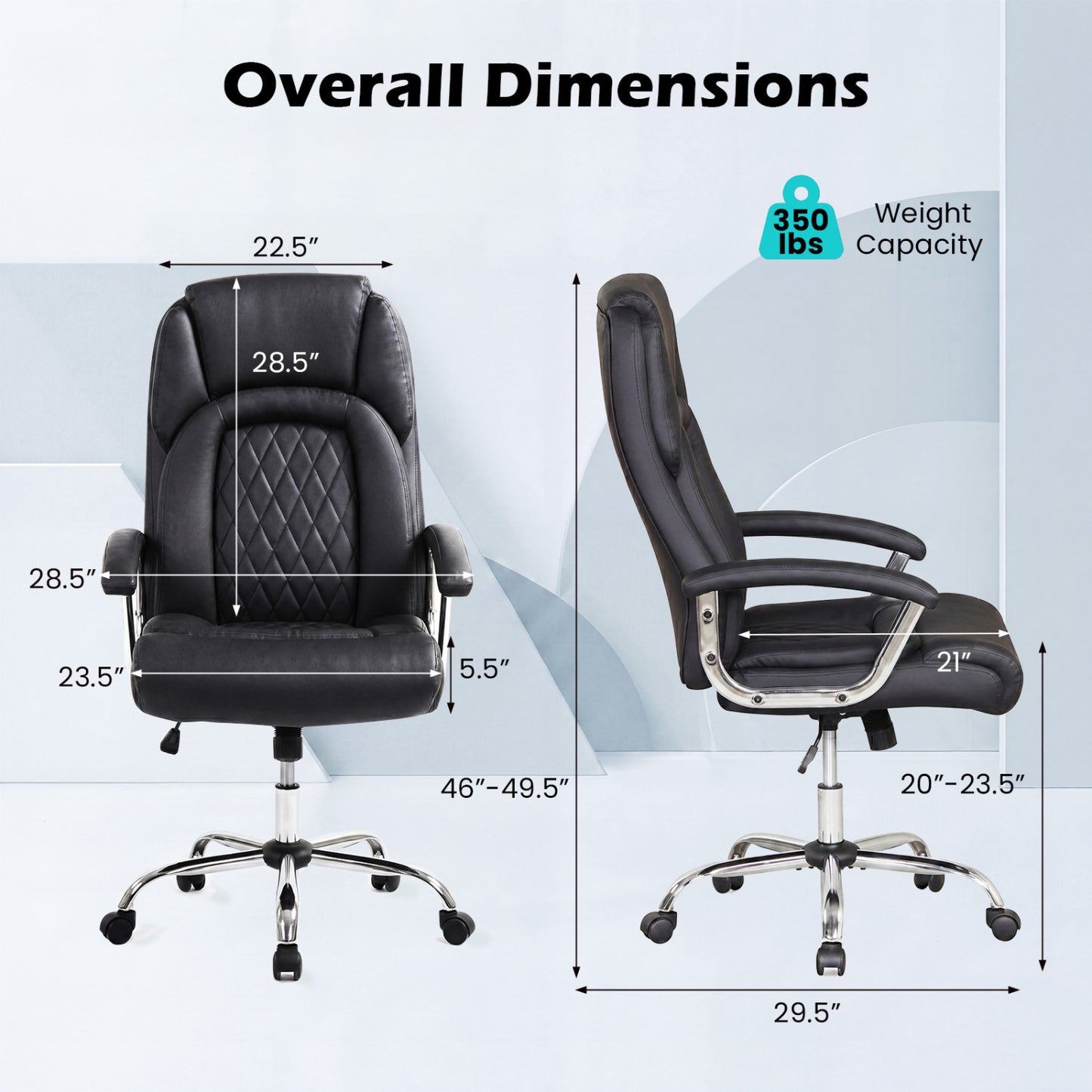 Big and Tall Office Chair with Lumbar Support & Metal Base