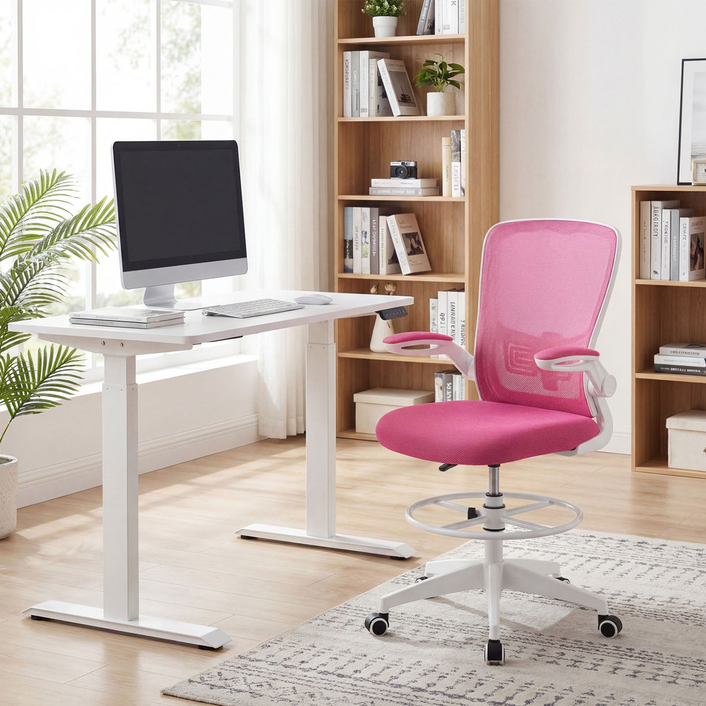 Drafting Chair with Flip-Up Arms and Adjustable Height