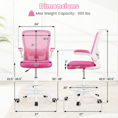 Drafting Chair with Flip-Up Arms and Adjustable Height
