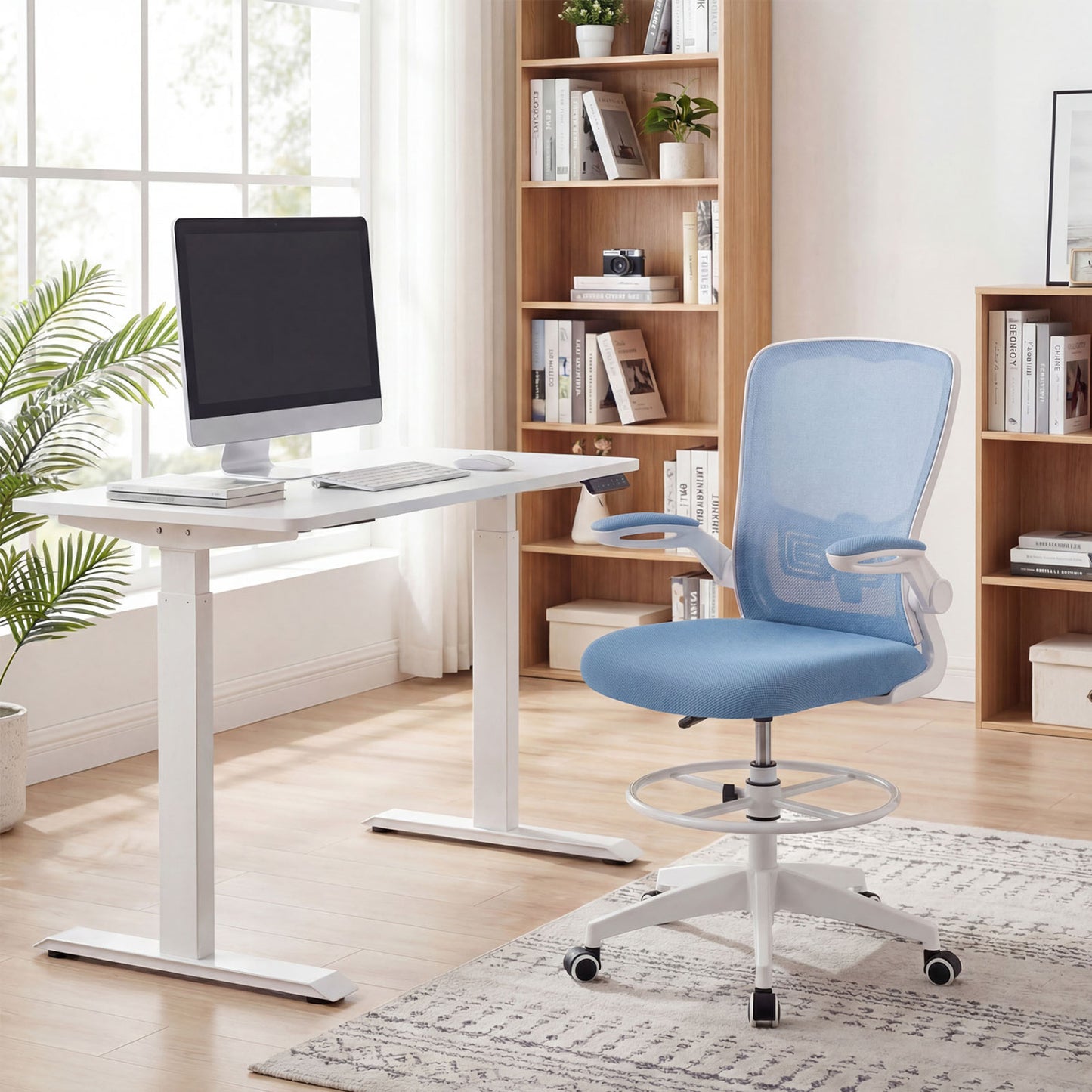 Drafting Chair with Flip-Up Arms and Adjustable Height