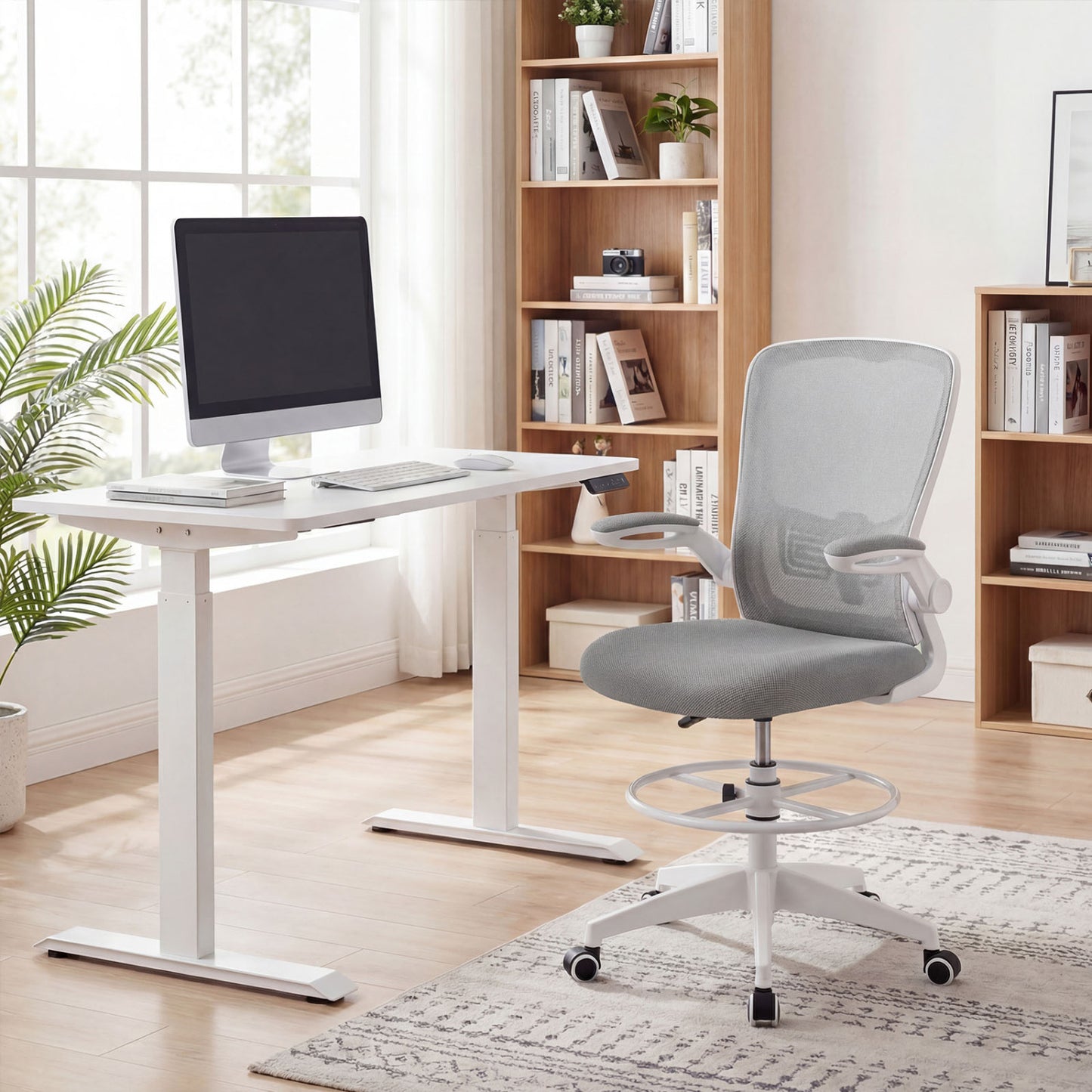Drafting Chair with Flip-Up Arms and Adjustable Height