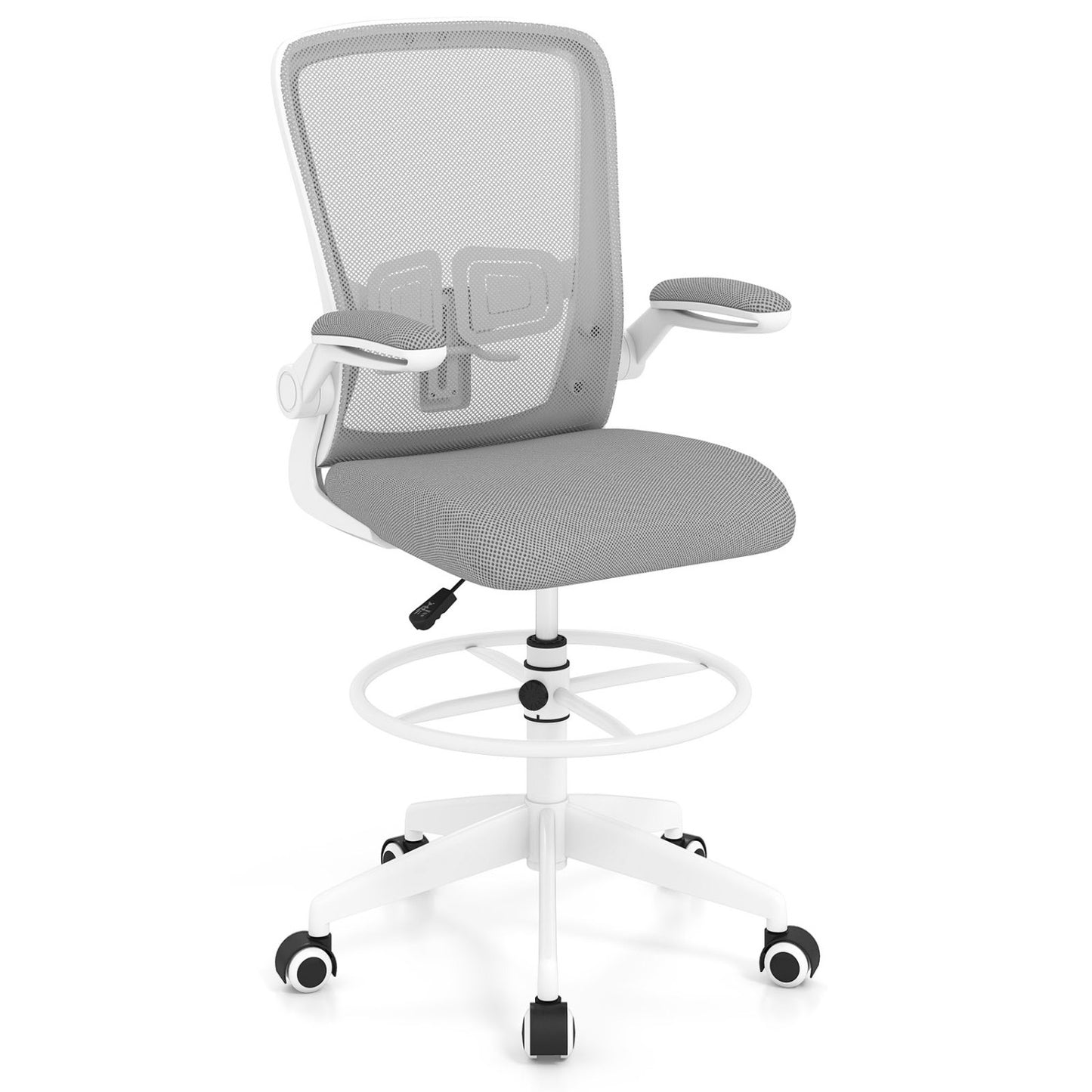 Drafting Chair with Flip-Up Arms and Adjustable Height