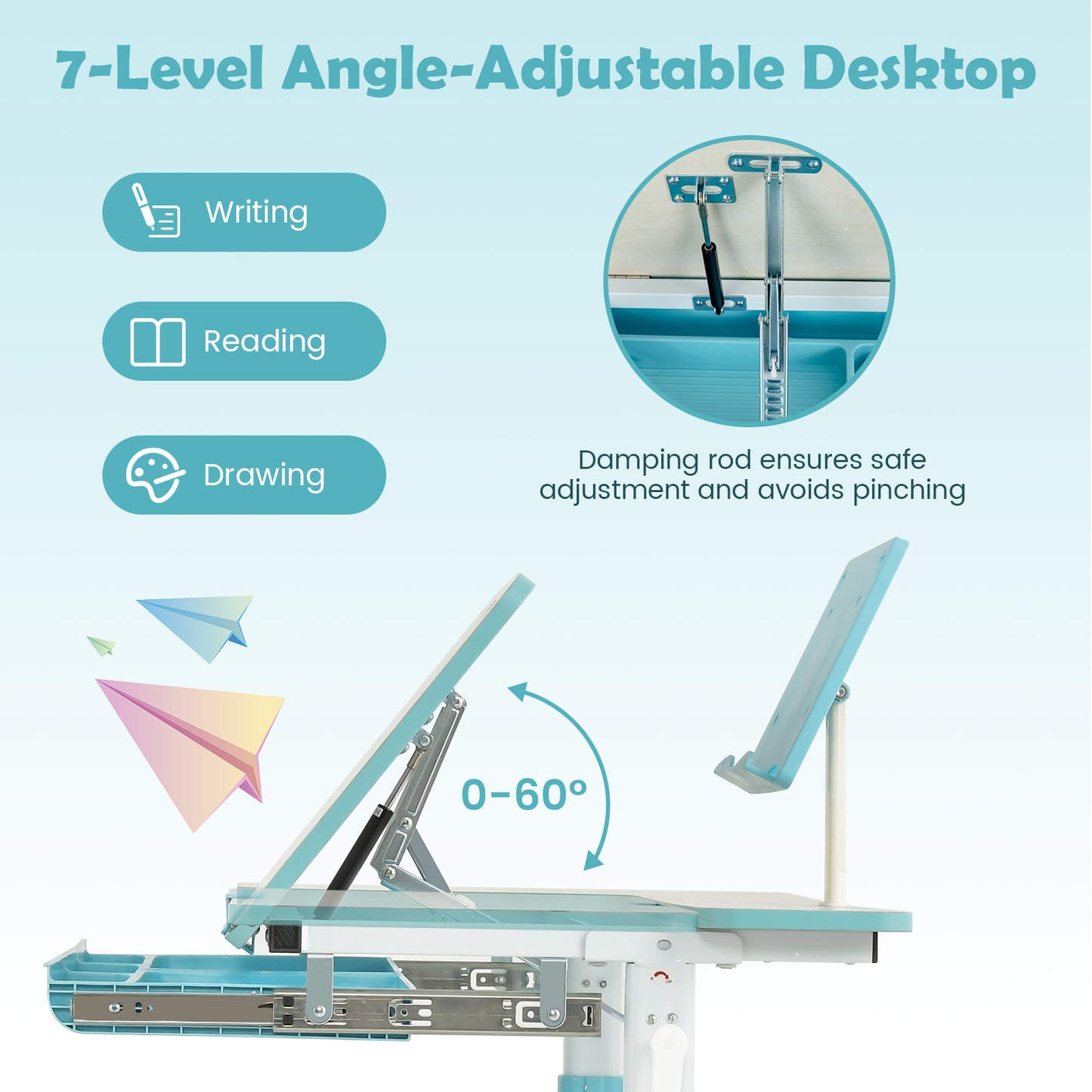 Kids Desk with Adjustable Height and Tilt Desktop