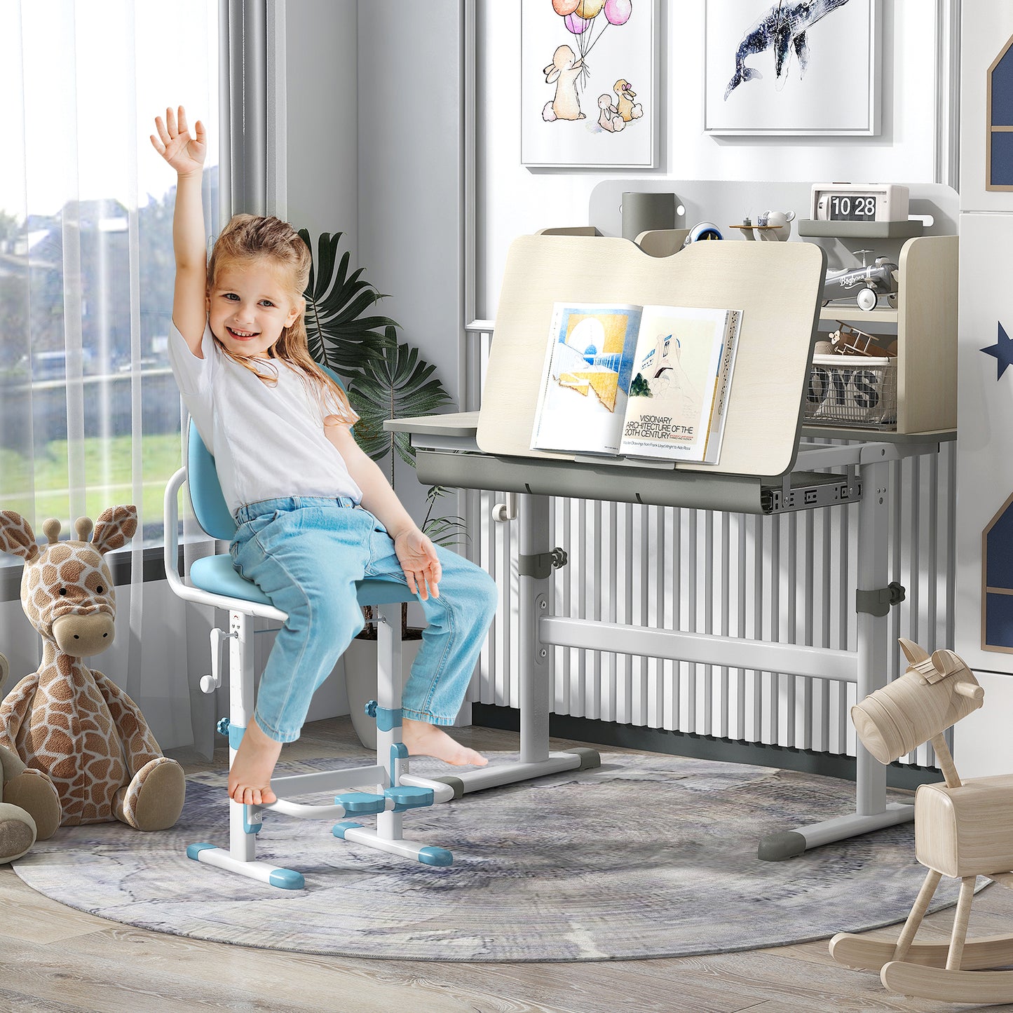 Kids Study Desk with Adjustable Height & Tilt Desktop