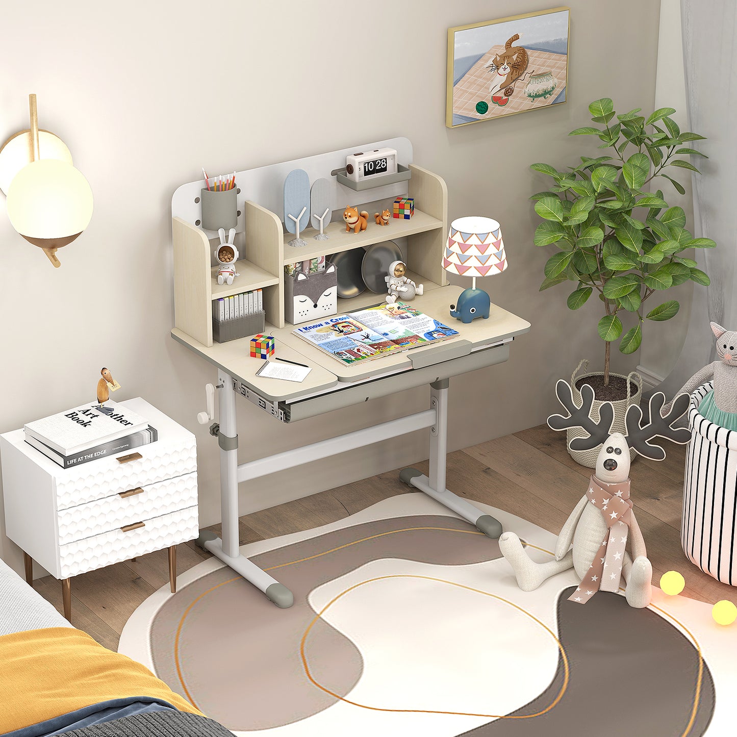 Kids Study Desk with Adjustable Height & Tilt Desktop